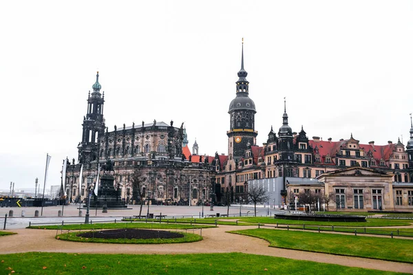 Dresden Germany December 2021 Beautiful Historical Buildings Theater Square Theaterplatz — стоковое фото