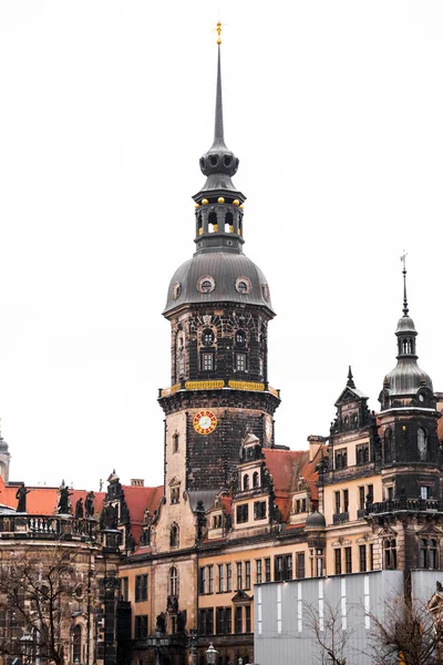 Hausmannsturm Tower Dresden Cathedral Catholic Court Church Old Town Altstadt — Foto Stock