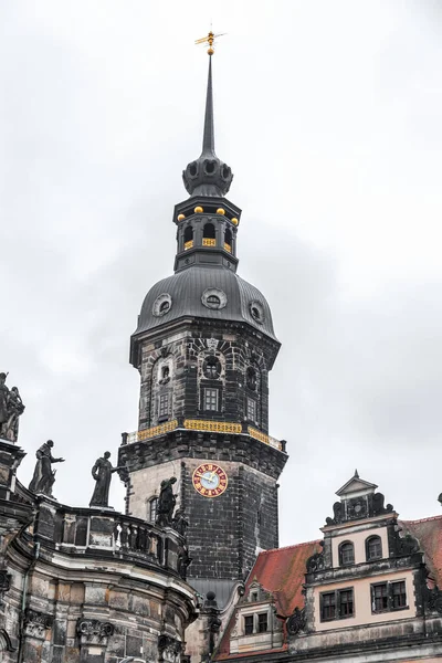 Hausmannsturm Tower Dresden Cathedral Catholic Court Church Old Town Altstadt — стоковое фото