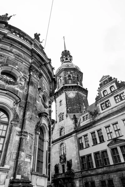 Hausmannsturm Tower Dresden Cathedral Catholic Court Church Old Town Altstadt — Foto de Stock