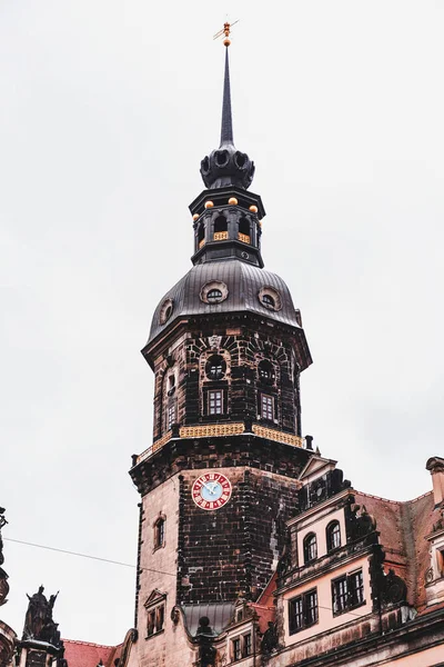 Dresden Germany December 2021 Hausmannsturm Tower Dresden Cathedral Catholic Court — Fotografia de Stock