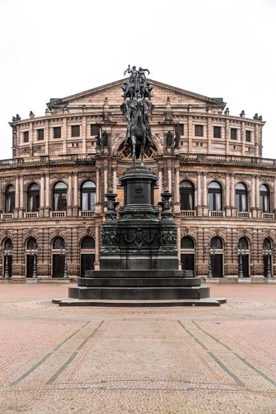 Dresden Germany December 2021 King Johann Equestrian Statue Theatre Square — Fotografia de Stock