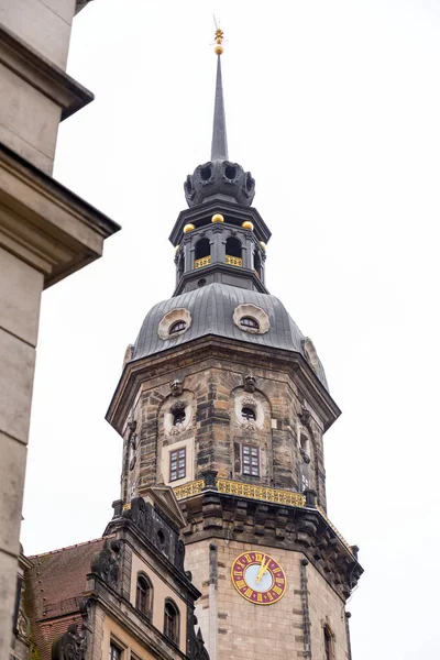 Hausmannsturm Tower Dresden Cathedral Catholic Court Church Old Town Altstadt — стоковое фото