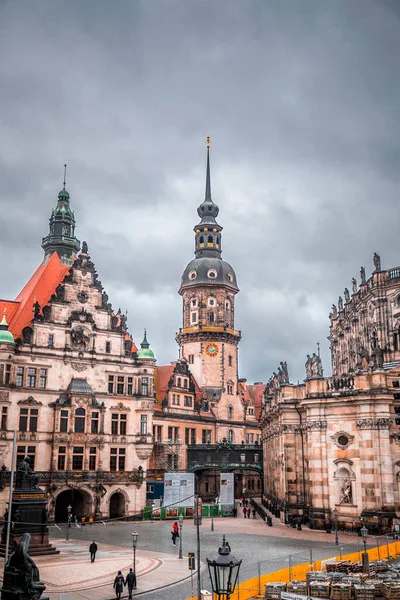 Dresde Alemania Diciembre 2021 Hausmannsturm Tower Dresden Cathedral Catholic Court — Foto de Stock