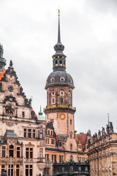 Hausmannsturm Tower Dresden Cathedral Catholic Court Church Old Town Altstadt — Fotografia de Stock