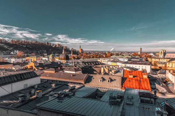Vista Del Paisaje Urbano Ciudad Salzburgo Desde Arriba Capital Del —  Fotos de Stock