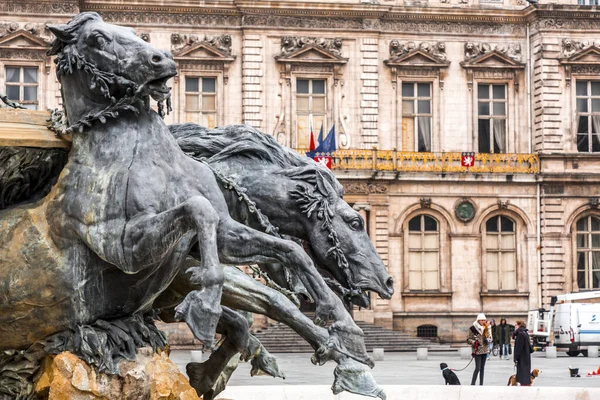 Lyon France Jan 2022 Fontaine Bartholdi Фонтан Створений Фредеріком Огюстом — стокове фото