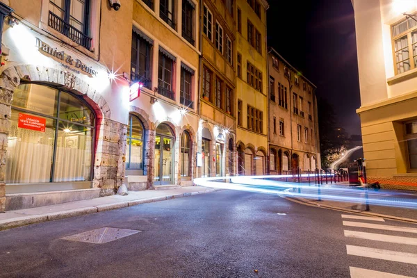 Lyon Frankreich Januar 2022 Straßenansicht Und Gebäude Der Nacht Der — Stockfoto