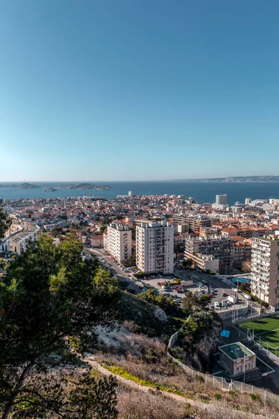 Marseille Frankrike Januari 2022 Vacker Utsikt Över Horisonten Med Gyllene — Stockfoto