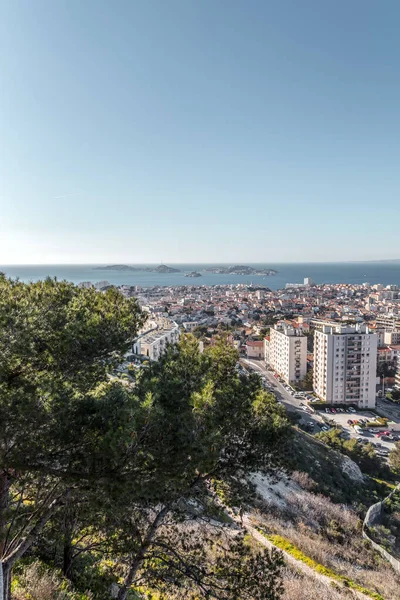 Marseille Frankrijk Januari 2022 Prachtig Uitzicht Horizon Met Gouden Zonlicht — Stockfoto