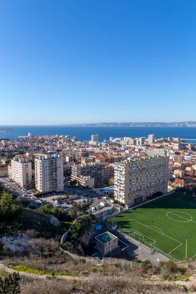 Marseille Francie Ledna 2022 Letecký Pohled Město Marseille Slunečného Zimního — Stock fotografie