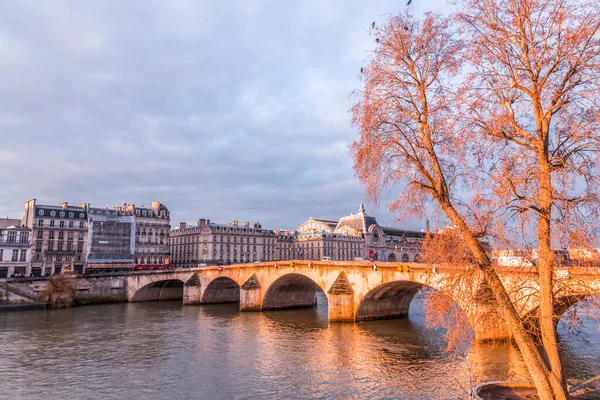 Paris France January 2022 Buildings Andtypical French Architecture Seine River — Stock Photo, Image