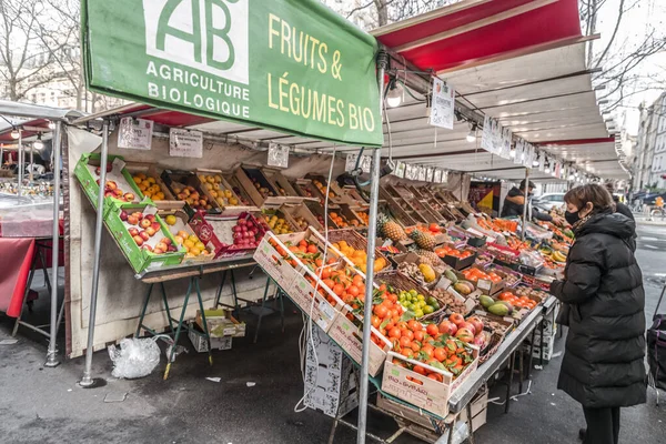 2022年1月20日 巴黎拉丁区开放的地方市场 — 图库照片