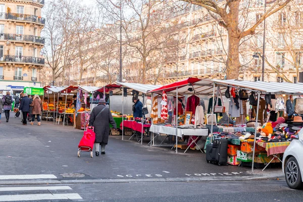 Париж Франция Января 2022 Года Открытый Местный Рынок Латинском Квартале — стоковое фото