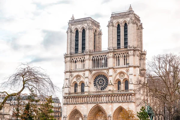 Notre Dame Paris Jest Średniowieczną Katolicką Katedrą Ile Cite Wyspie — Zdjęcie stockowe