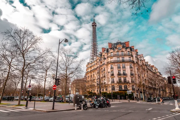 Paris France Jan 2022 Iconic Eiffel Tower Wrought Залізо Решітчаста — стокове фото