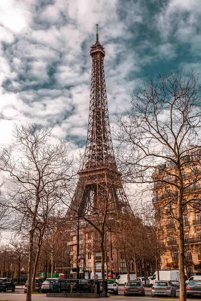 Parigi Francia Gennaio 2022 Iconica Torre Eiffel Ferro Battuto Progettata — Foto Stock