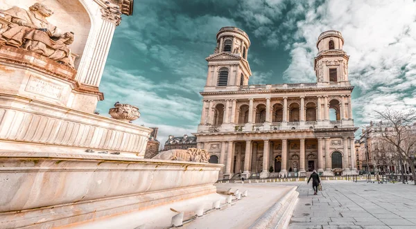 Париж Франция Января 2022 Церковь Сен Сюльпис Римско Католическая Церковь — стоковое фото