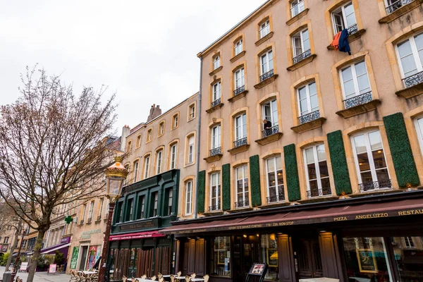 Metz França Janeiro 2022 Vista Rua Edifícios Típicos Franceses Cidade — Fotografia de Stock