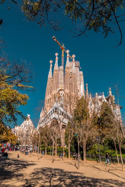 Barcelona Spanien Februar 2022 Außenansicht Der Sagrada Familia Einer Großen — Stockfoto