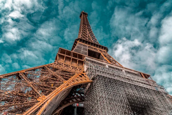 Párizs Franciaország Jan 2022 Ikonikus Eiffel Torony Egy Napos Téli — Stock Fotó