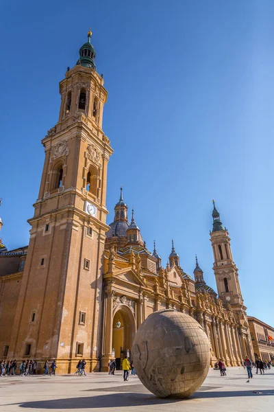 Saragossa Hiszpania Lutego 2022 Katedra Bazylika Matki Bożej Filaru Kościół — Zdjęcie stockowe
