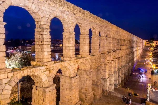 Segovia Nın Antik Roma Kemeri Iyi Korunmuş Roma Kemerlerinden Segovia — Stok fotoğraf