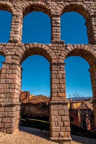 Segovia Spanien Februar 2022 Das Antike Römische Aquädukt Von Segovia — Stockfoto