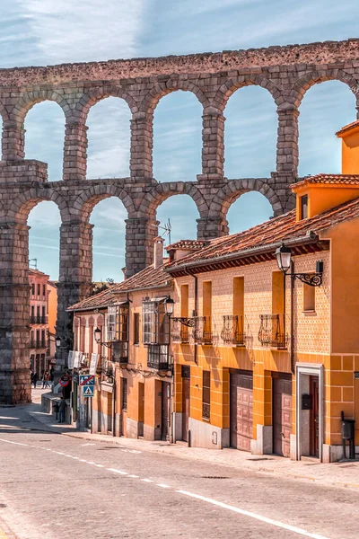 Segovia Spagna Febbraio 2022 Antico Acquedotto Romano Segovia Uno Degli — Foto Stock