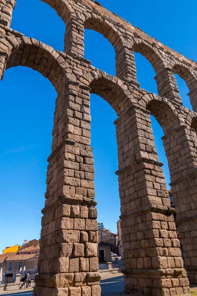 Segovia Spanje Februari 2022 Het Oude Romeinse Aquaduct Van Segovia — Stockfoto