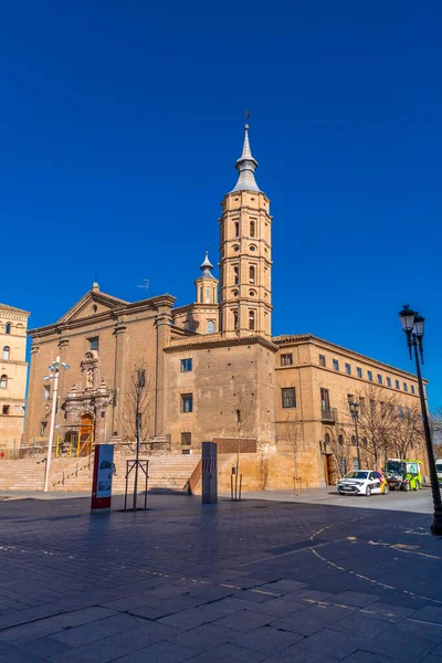 Saragossa Hiszpania Lutego 2022 Kościół Jana Pantafów Przy Rzymskim Murze — Zdjęcie stockowe