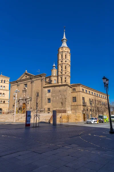 Zaragoza Spain February 2022 Church John Panetas Next Roman Wall — Stock Photo, Image