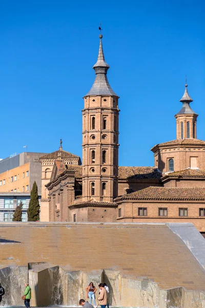 Zaragoza Spain February 2022 Church John Panetas Next Roman Wall — Stock Photo, Image