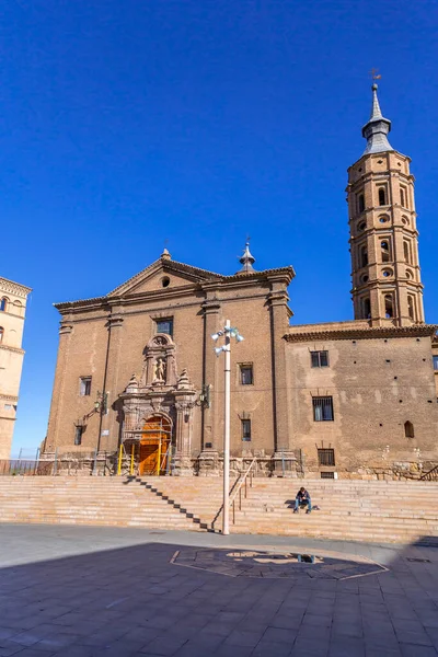 Zaragoza Spain February 2022 Church John Panetas Next Roman Wall — Stock Photo, Image