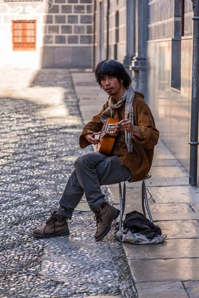 Granada España Febrero 2022 Joven Guitarrista Las Calles Granada España — Foto de Stock