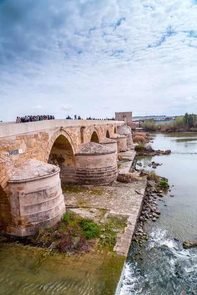 Córdoba España Febrero 2022 Puente Romano Torre Calahorra Sobre Río —  Fotos de Stock