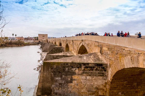 Córdoba España Febrero 2022 Puente Romano Torre Calahorra Sobre Río —  Fotos de Stock