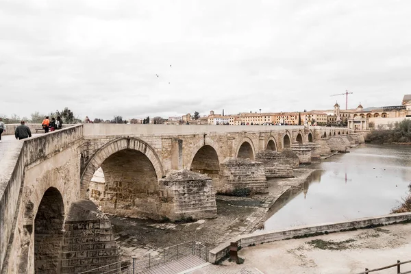 Córdoba España Febrero 2022 Puente Romano Torre Calahorra Sobre Río —  Fotos de Stock