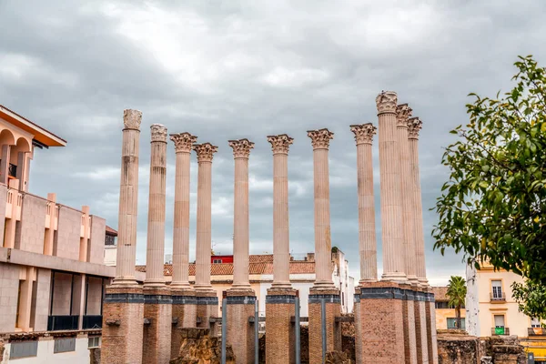 Cordoba Spagna Febbraio 2022 Colonne Rimanenti Del Tempio Romano Templo — Foto Stock