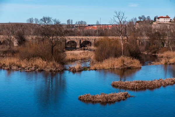 Vista Panorámica Del Río Tormes Salamanca Castilla León España — Foto de Stock