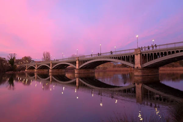 Salamanca Spanien Februari 2022 Enrique Estevan Bridge Över Floden Tormes — Stockfoto