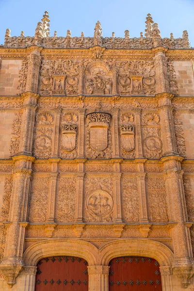 スペイン サラマンカ 2022年2月20日 有名なカエルの救済があるサラマンカ大学のプラテレスク様式のファサードは 1529年に建てられました — ストック写真