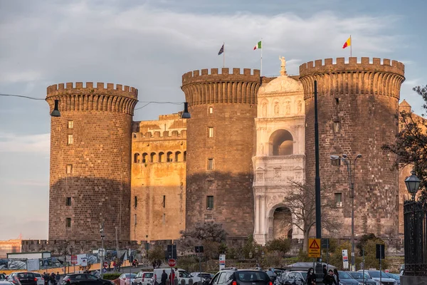 Nápoly Olaszország Április 2022 Castel Nuovo Vagy Maschio Angioino Egy — Stock Fotó