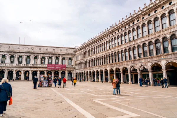 Venice Italy April 2022 Historical Landmarks People Walking Mark Square — стоковое фото