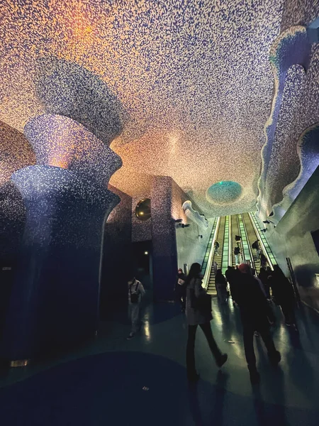 Naples Italy April 2022 Architectural Detail Futuristic Interior Toledo Metro — Zdjęcie stockowe