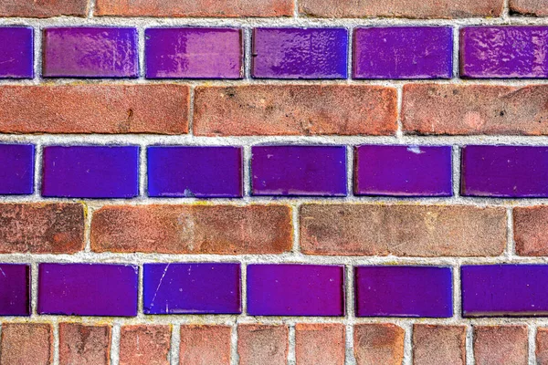Red Brick Glazed Tile Wall Grunge Texture Background Architectural Detail — Stock Photo, Image