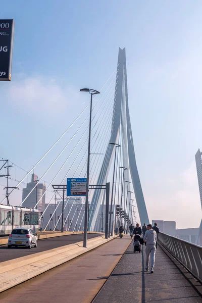 Rotterdam Pays Bas Octobre 2021 Pont Erasmus Sur Maas Meuse — Photo