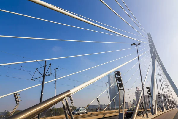 Rotterdam Netherlands October 2021 Erasmus Bridge Maas Meuse River Rotterdam — Stockfoto