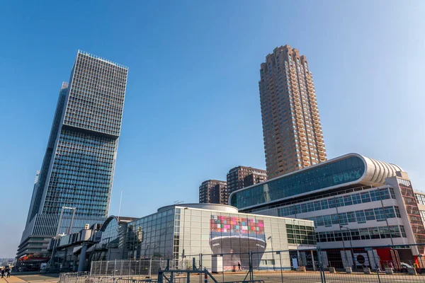 Rotterdam Holanda Outubro 2021 Torres Negócios Modernas Localizadas Torno Margem — Fotografia de Stock