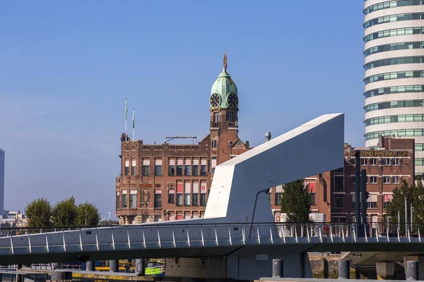 Rotterdam Oct 2021 Rijnhaven Híd Más Néven Hoerenloper Egy Gyalogos — Stock Fotó